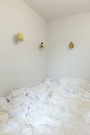 A curbing wall of debris / Nesting, Pedro Wirz, Centre culturel suisse, février 2019 ©margotmontigny