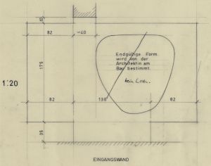 Pavillon suisse à la 19e Exposition internationale d’architecture — La Biennale di Venezia. Avec leur exposition intitulée « Endgültige Form wird von der Architektin am Bau bestimmt. », les curatrices citent une note de l’architecte Lisbeth Sachs fi gurant sur un plan pour sa Kunsthalle à l’Exposition suisse du travail des femmes (SAFFA) à Zurich en 1958.